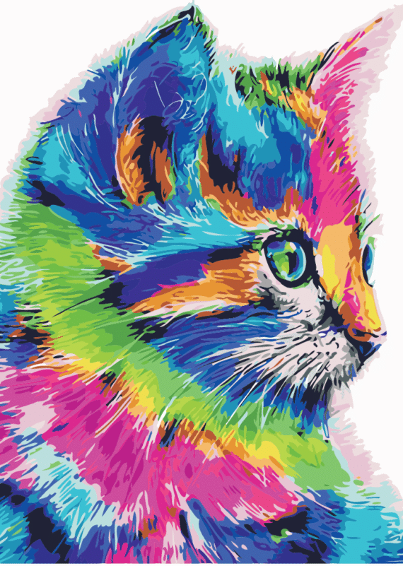Malowanie po numerach – Kot z profilu