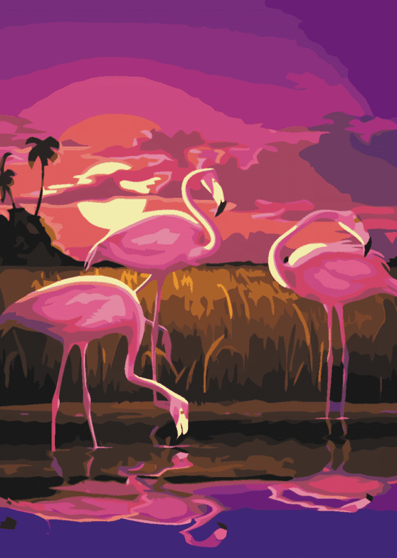Malowanie po numerach – Flamingi