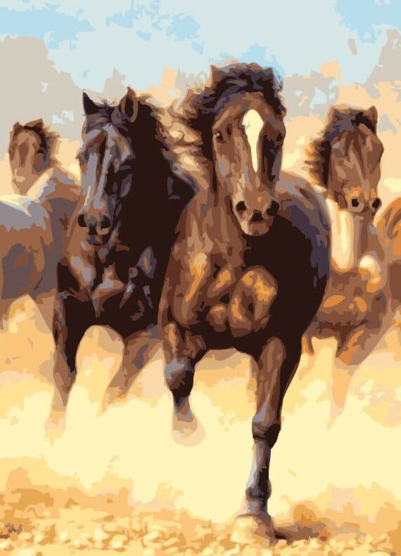 Malowanie po numerach – Pędzące konie