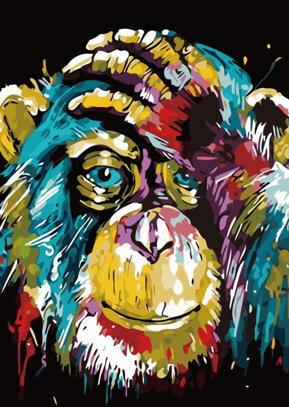 Malowanie po numerach – Szympans kolorowy